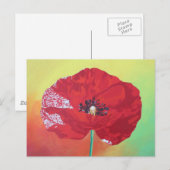 Single Steppe Mohn auf rot-grün und orange Hinterg Postkarte (Vorne/Hinten)