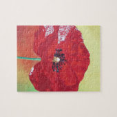 Single Steppe Mohn auf rot-grün und orange Hinterg Puzzle (Horizontal)