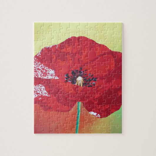 Single Steppe Mohn auf rot-grün und orange Hinterg Puzzle (Vertikal)