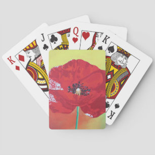 Single Steppe Mohn auf rot-grün und orange Hinterg Spielkarten