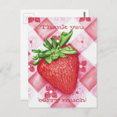 Single Strawberry Postkarte (Vorne/Hinten)