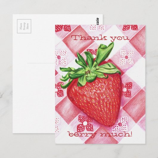 Single Strawberry Postkarte (Vorne/Hinten)