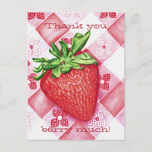 Single Strawberry Postkarte (Vorderseite)