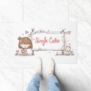 Single Süsse Girl and Cat Fußmatte