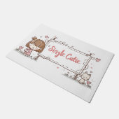Single Süsse Girl and Cat Fußmatte (Schrägansicht)