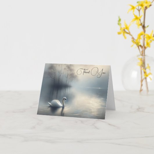 Single Swan am Misty Lake Beileid Vielen Dank Karte (Gelbe Blume)