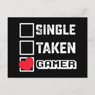 Single Taken Gamer Gaming Games Valentinstag Postkarte