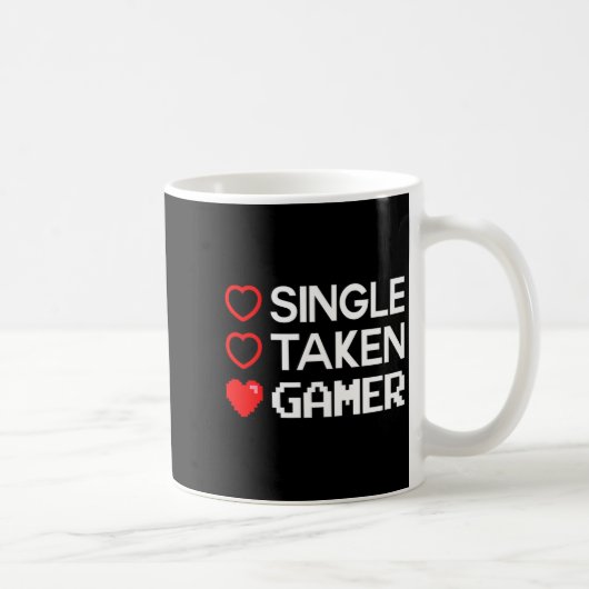Single Taken Gamer Valentines Day Gaming Heart Fun Kaffeetasse (Rechts)