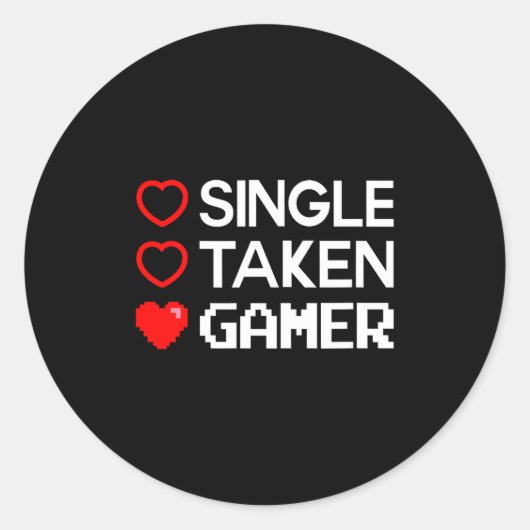 Single Taken Gamer Valentines Day Gaming Heart Fun Runder Aufkleber (Vorderseite)