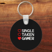 Single Taken Gamer Valentines Day Gaming Heart Fun Schlüsselanhänger (Vorderseite)