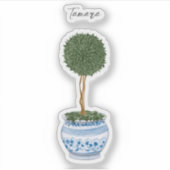 Single Topiary Tree Chinoiserie Vinyl Sticker (Vorderseite)