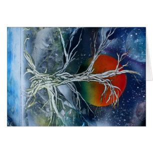 Single-toter Baum-nebeliger Nachtorangen-Mond