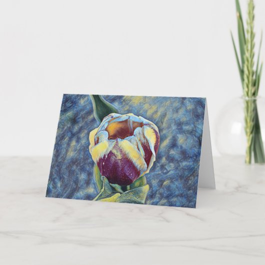 Single Tulip Impressionist Art Note Card Karte (Vorderseite)
