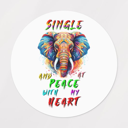 Single und Frieden mit meinem Herzen Etiketten (Design 5)