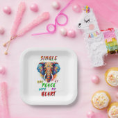 Single und Frieden mit meinem Herzen Pappteller (Party)