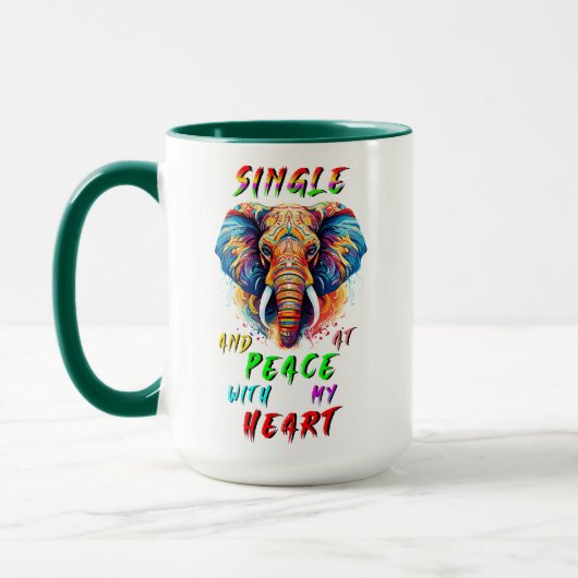Single und Frieden mit meinem Herzen Tasse (Links)