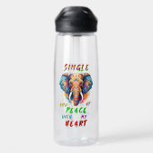 Single und Frieden mit meinem Herzen Trinkflasche (Rückseite)