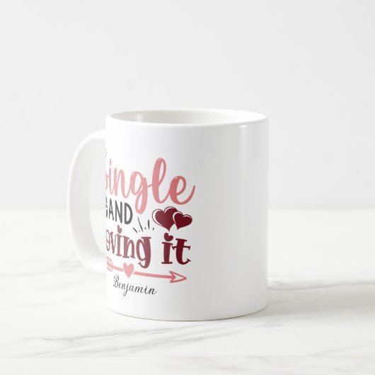 Single und Liebe AntiValentinstag Kaffeetasse (Vorderseite Links)