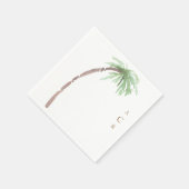 Single Watercolor Palm Monogram Cocktail Serviette (Ecke)