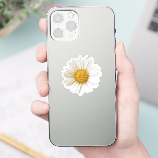 Single White Daisy Aufkleber (Telefon)