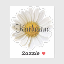 Single White Daisy Individuelle Name Personalisier Aufkleber