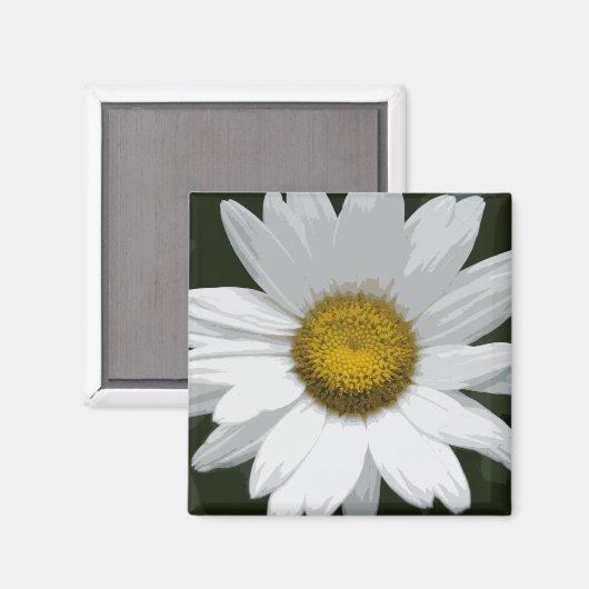 Single White Daisy Magnet (Vorderseite/Rückseite)