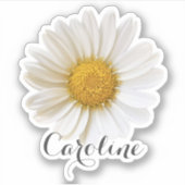 Single White Daisy mit Individuelle Name Aufkleber (Vorderseite)