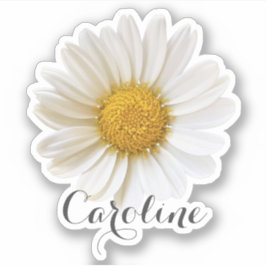 Single White Daisy mit Individuelle Name Aufkleber