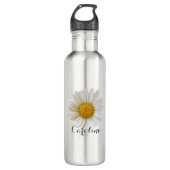 Single White Daisy mit Individuelle Name Edelstahlflasche (Vorderseite)
