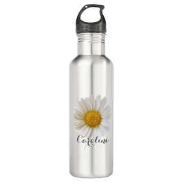 Single White Daisy mit Individuelle Name Edelstahlflasche