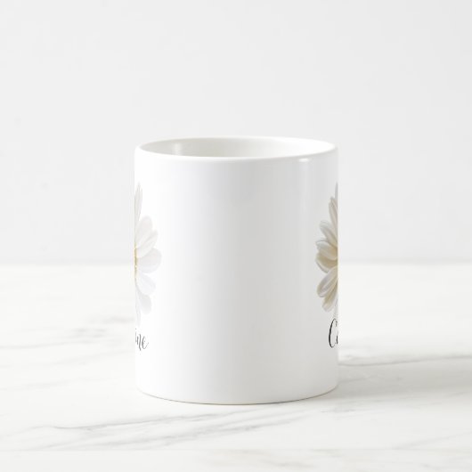Single White Daisy mit Individuelle Name Kaffeetasse (Mittel)