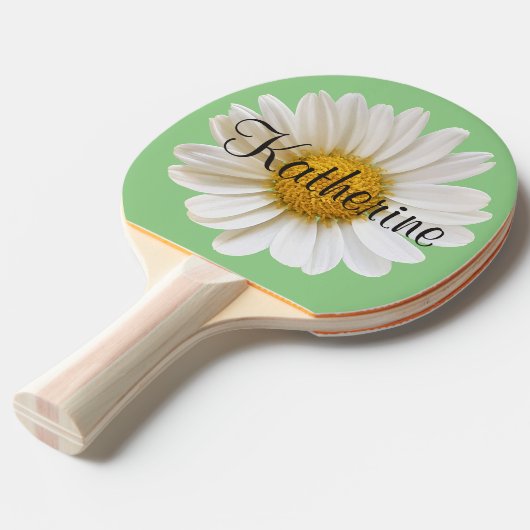 Single White Daisy mit Individuelle Name Sage Gree Tischtennis Schläger (Vorderseite)