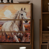Single White Wild Horse Decoupage Seidenpapier