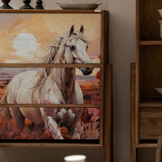 Single White Wild Horse Decoupage Seidenpapier