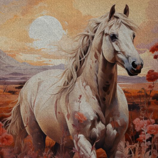 Single White Wild Horse Decoupage Seidenpapier