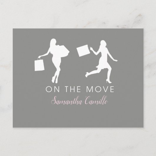 Single Woman Moving Anuncement City Life Postkarte (Vorderseite)