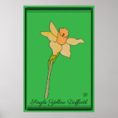 Single Yellow Daffodil Kelly Green Poster (Vorne)
