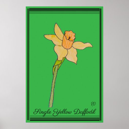 Single Yellow Daffodil Kelly Green Poster (Vorne)