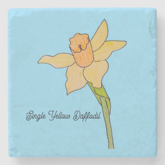 Single Yellow Daffodil  Steinuntersetzer (Vorderseite)
