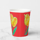 Single Yellow Tulip Red Highlights Paper Cup Pappbecher (Rechts)