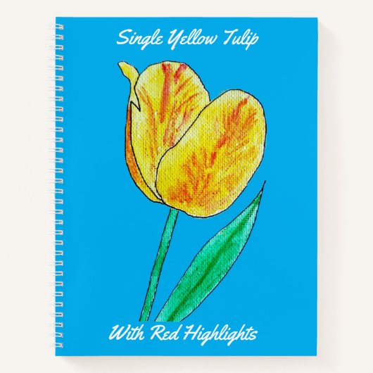 Single Yellow Tulip Red Highlights Spiral Notebook Notizblock (Vorderseite)