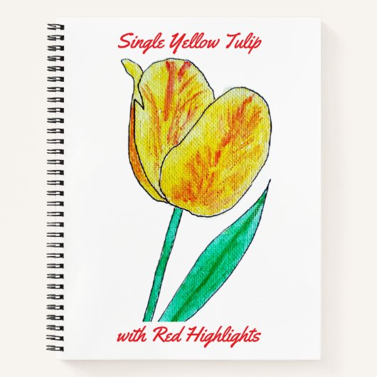 Single Yellow Tulip Red Highlights Spiral Notebook Notizblock (Vorderseite)
