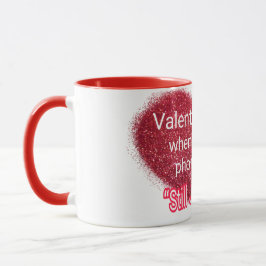 Singles Valentinstag sarkastischer Text auf Herz Tasse