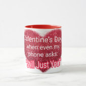 Singles Valentinstag sarkastischer Text auf Herz Tasse (Zentrum)