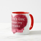 Singles Valentinstag sarkastischer Text auf Herz Tasse (VorderseiteRechts)