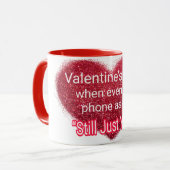 Singles Valentinstag sarkastischer Text auf Herz Tasse (Vorderseite Links)