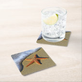 SingleStarfish auf Strand Rechteckiger Pappuntersetzer (Vor Ort)