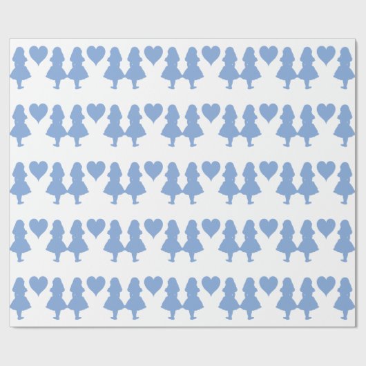 Singrün blaue Alice zu Alice Geschenkpapier (Flach)