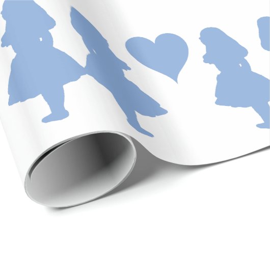 Singrün blaue Alice zu Alice Geschenkpapier (Rolleneckpunkt)