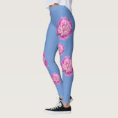 Singrün-blaue Leggings mit rosa Blumen-Entwurf (Links)